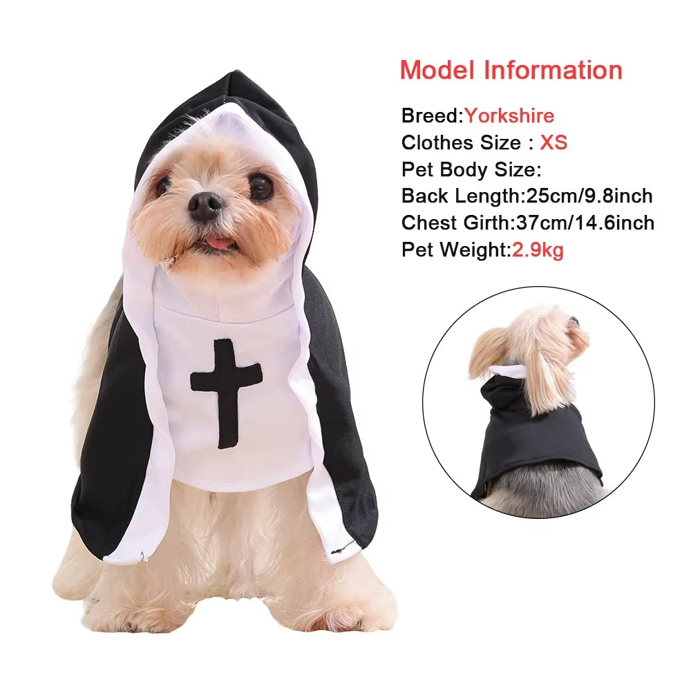 Funny Halloween Cat Cosplay Costumes Dress up Party Kitten Jesus Nun Clothes for Small Medium Dogs Cats Puppy Pet Accessories