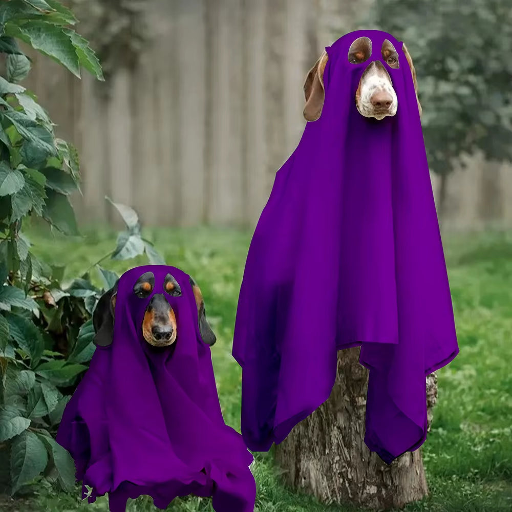 Pet Transformation Costume Breathable Dog Ghost Cape Decorative Scary Ghost Dog Cloak Soft Pet Cosplay Clothes Halloween