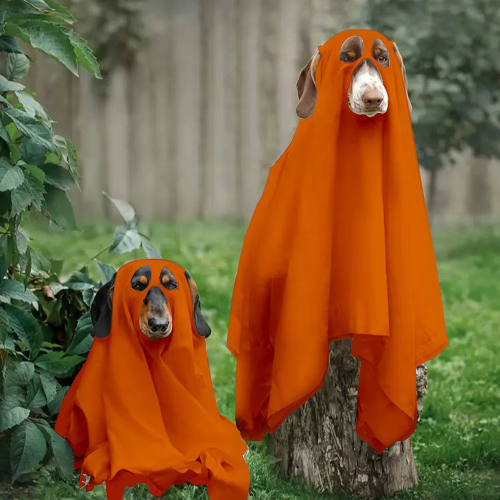 Pet Transformation Costume Breathable Dog Ghost Cape Decorative Scary Ghost Dog Cloak Soft Pet Cosplay Clothes Halloween