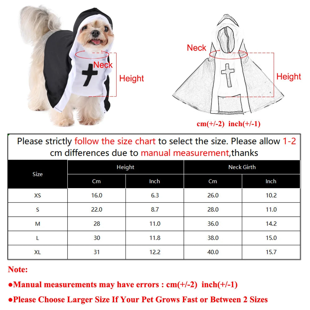 Funny Halloween Cat Cosplay Costumes Dress up Party Kitten Jesus Nun Clothes for Small Medium Dogs Cats Puppy Pet Accessories